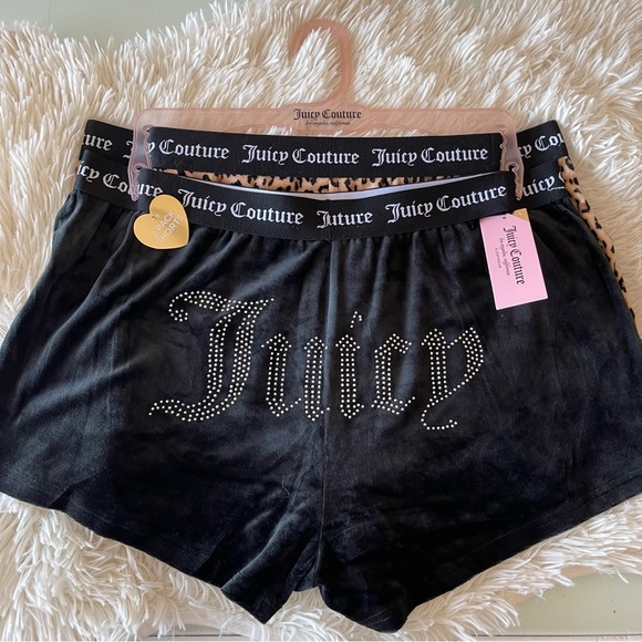 Juicy Couture Other - Juicy Couture cheetah black bling rhinestone shorts large